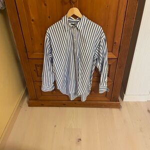 J. Crew Blue and White Striped Etienne button-down, women’s oversized fit